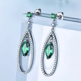Emerald Dangle Earrings 925 Sterling Silver Gemstone Drop Earrings