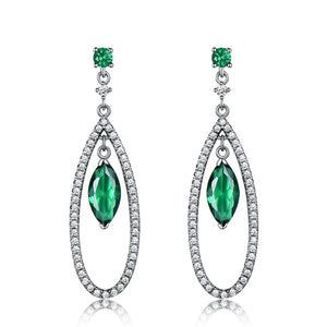 Emerald Dangle Earrings 925 Sterling Silver Gemstone Drop Earrings