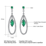 Emerald Dangle Earrings 925 Sterling Silver Gemstone Drop Earrings