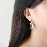 Emerald Dangle Earrings 925 Sterling Silver Gemstone Drop Earrings