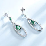 Emerald Dangle Earrings 925 Sterling Silver Gemstone Drop Earrings