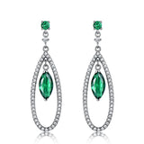 Emerald Dangle Earrings 925 Sterling Silver Gemstone Drop Earrings