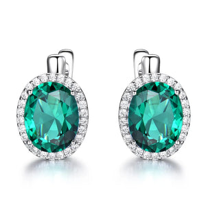 Emerald Gemstone Clip Earrings 925 Sterling Silver Wedding Anniversary Jewelry