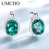 Emerald Gemstone Clip Earrings 925 Sterling Silver Wedding Anniversary Jewelry