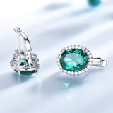 Emerald Gemstone Clip Earrings 925 Sterling Silver Wedding Anniversary Jewelry