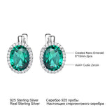 Emerald Gemstone Clip Earrings 925 Sterling Silver Wedding Anniversary Jewelry