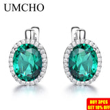 Emerald Gemstone Clip Earrings 925 Sterling Silver Wedding Anniversary Jewelry