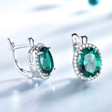 Emerald Gemstone Clip Earrings 925 Sterling Silver Wedding Anniversary Jewelry