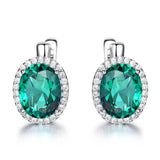 Emerald Gemstone Clip Earrings 925 Sterling Silver Wedding Anniversary Jewelry