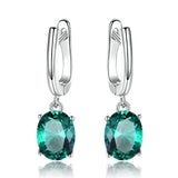 Emerald Gemstone Long Clip Earrings 925 Sterling Silver Wedding Fine Jewelry