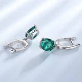 Emerald Gemstone Long Clip Earrings 925 Sterling Silver Wedding Fine Jewelry