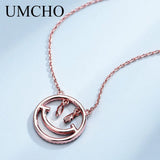 Colorful Rainbow Smiley Face Chain 925 Sterling Silver Necklace Women