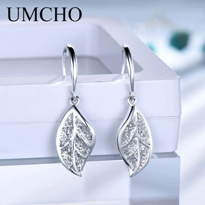 925 Silver Leaf Drop Earrings for Women Party