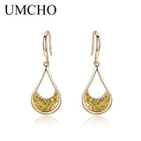 925 Silver Golden Sequin Drop Earrings for Party Wedding Birthday
