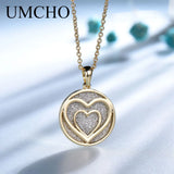 Glitter Golden Heart 925 Sterling Silver Necklace Pendant