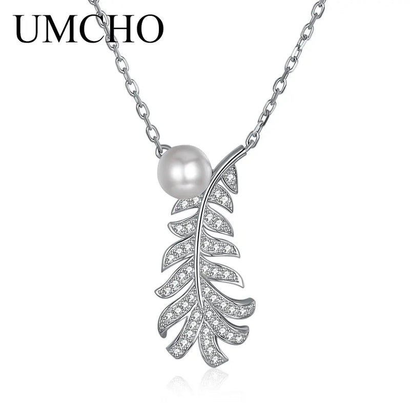 925 Silver Zircon Pearl Necklace Romantic Wedding Gift