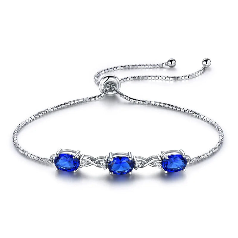 925 Silver Women's Sapphire Tanzanite Bracelet Wedding Gift