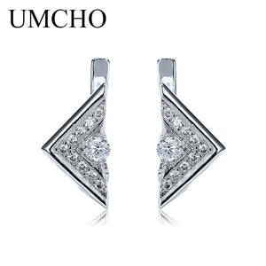 925 Sterling Silver Clip Earrings Triangle Office Jewelry For Women