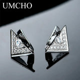 925 Sterling Silver Clip Earrings Triangle Office Jewelry For Women