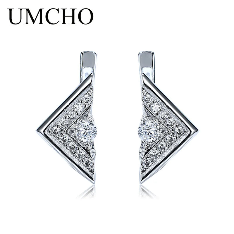 925 Sterling Silver Clip Earrings Triangle Office Jewelry For Women