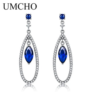 925 Silver Marquise Nano Sapphire Drop Earrings, Birthday Gift