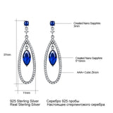 925 Silver Marquise Nano Sapphire Drop Earrings, Birthday Gift