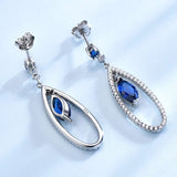 925 Silver Marquise Nano Sapphire Drop Earrings, Birthday Gift