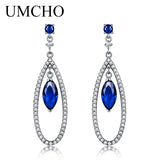 925 Silver Marquise Nano Sapphire Drop Earrings, Birthday Gift