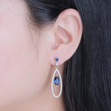 925 Silver Marquise Nano Sapphire Drop Earrings, Birthday Gift