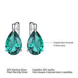 925 Silver Water Drop Nano Emerald Clip Earrings Women Gift