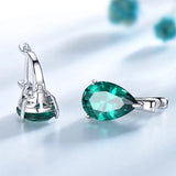 925 Silver Water Drop Nano Emerald Clip Earrings Women Gift