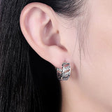 925 Silver Cubic Zircon Clip Earrings Party Wedding Jewelry