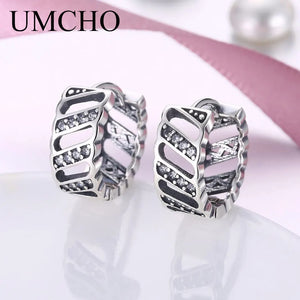 925 Silver Cubic Zircon Clip Earrings Party Wedding Jewelry