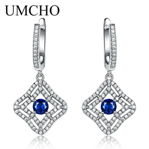 925 Silver Nano Sapphire Clip Earrings for Women Anniversary Gift