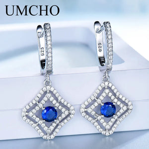 925 Silver Nano Sapphire Clip Earrings for Women Anniversary Gift