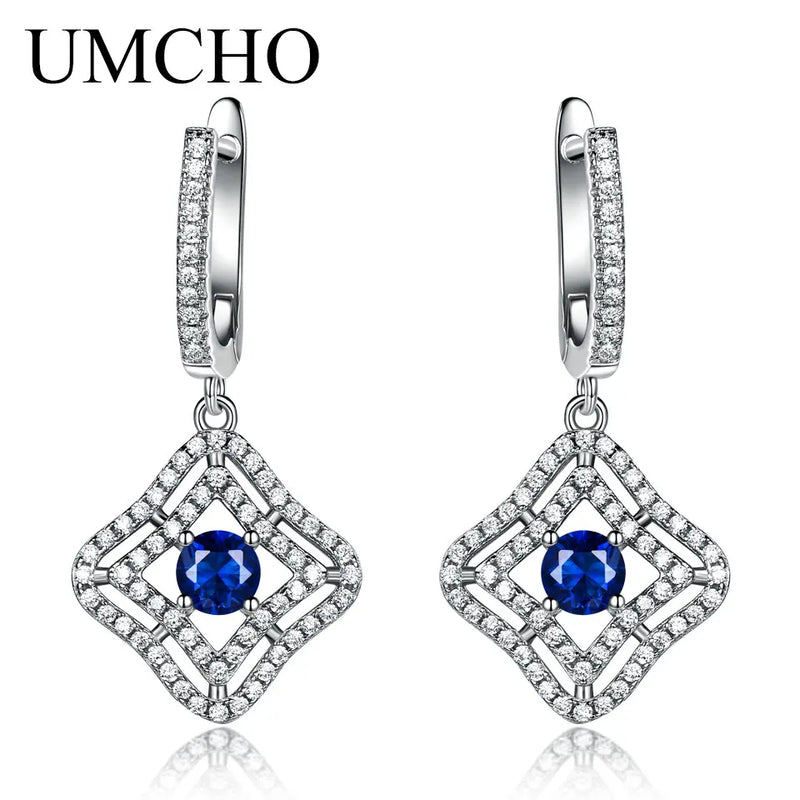925 Silver Nano Sapphire Clip Earrings for Women Anniversary Gift