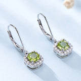 Sterling Silver Natural Peridot Drop Earrings for Women