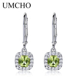 Sterling Silver Natural Peridot Drop Earrings for Women
