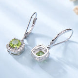 Sterling Silver Natural Peridot Drop Earrings for Women