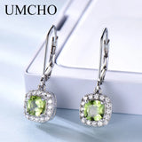 Sterling Silver Natural Peridot Drop Earrings for Women