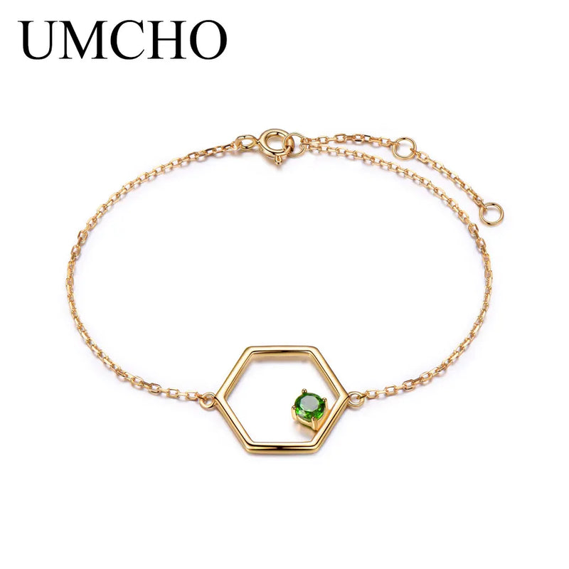 Green Diopside Gemstone 925 Silver Charm Bracelet Wedding Gift