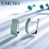 Nano Emerald Clip Earrings Solid Silver 925 Jewelry