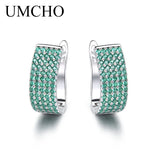 Nano Emerald Clip Earrings Solid Silver 925 Jewelry