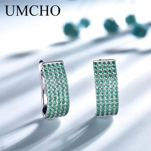 Nano Emerald Clip Earrings Solid Silver 925 Jewelry