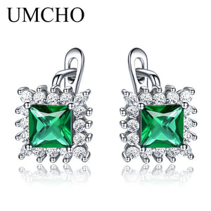 925 Silver Emerald Birthstone Clip Earrings for Women