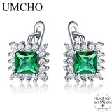 925 Silver Emerald Birthstone Clip Earrings for Women