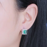925 Silver Emerald Birthstone Clip Earrings for Women