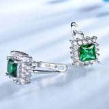 925 Silver Emerald Birthstone Clip Earrings for Women