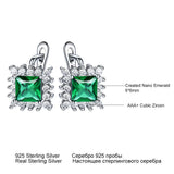 925 Silver Emerald Birthstone Clip Earrings for Women