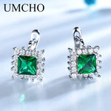 925 Silver Emerald Birthstone Clip Earrings for Women